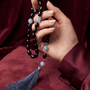 Black Onyx & Aquamarine Prayer Beads