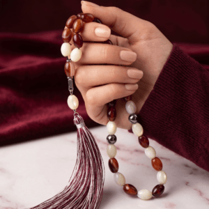Red Agate & Natural Shell Prayer Beads