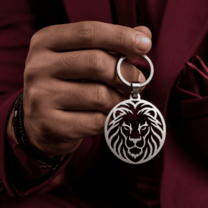 Lion Silver Keychain