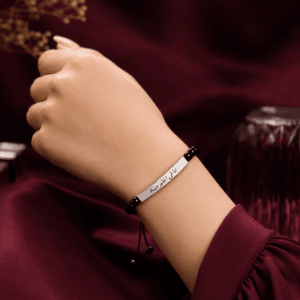 Engraved Silver Bar Bracelet