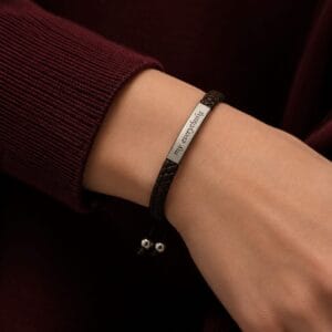 Heritage Braided Leather Bracelet with 925 Sterling Silver Bar