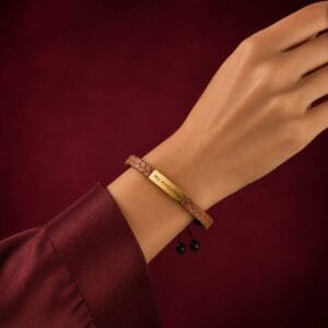 Espresso Braided Leather Bracelet with 925 Sterling Silver Bar