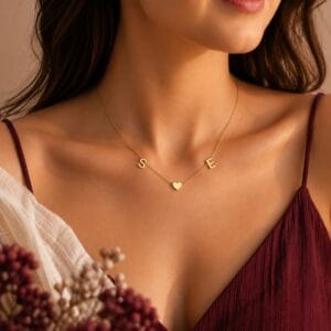 Personalized Heart & Initial Necklace – Gold-Plated 925 Sterling Silver