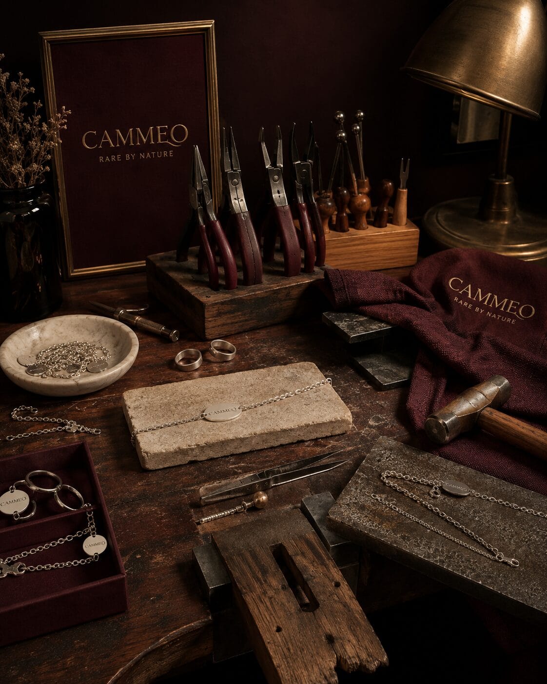 Sterling silver and genuine leather used in CAMMEO pieces