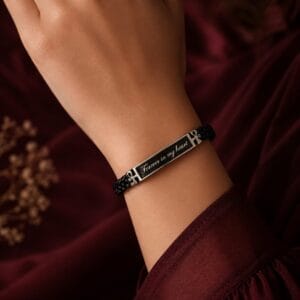 Forever in My Heart Leather Bracelet – 925 Sterling Silver